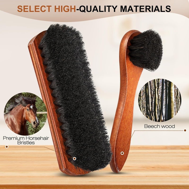Pylevemv 4Pcs Shoe Brush, Premium Horse Hair Brush for Leather, Professional Shoe Polish Brush, Long-lasting Shoe Cleaning Brush, 100 Percent Horsehair Shoe Brush Shine Kit for Cleaning and Polishing - Image 3